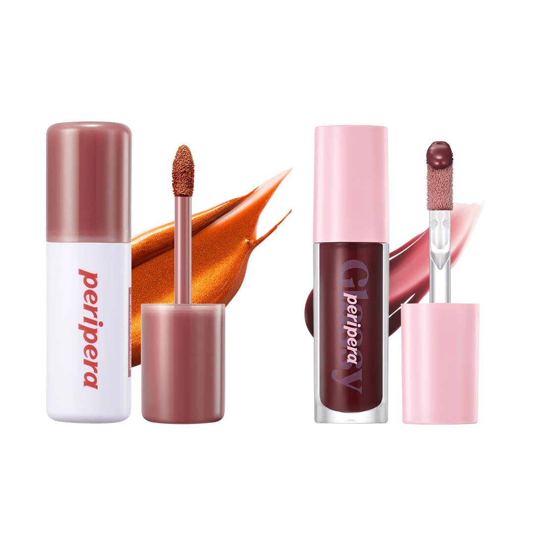 PEEL OFF LIP STAIN 03 PEANUT ROSE + INK GLASTING LIP GLOSS 
